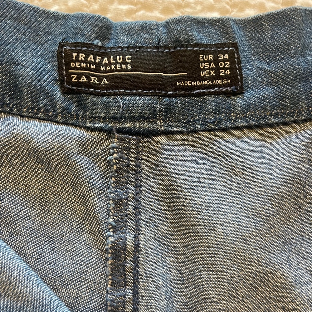 Zara Blue Flare Wide Leg Jeans skirt/pants size 0/2 - Picture 4 of 4